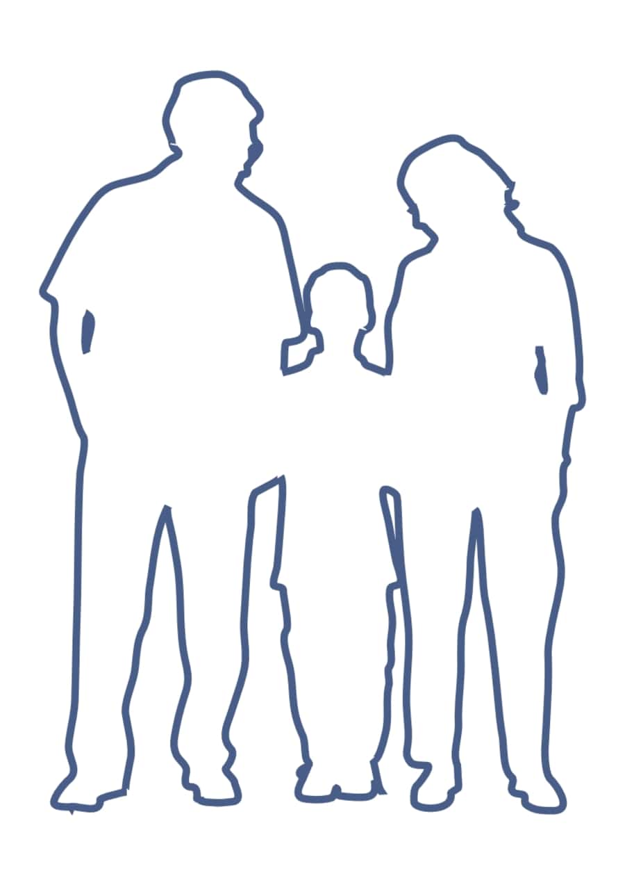 My Family Silhouette Kids Kids Coloring Pages Free Vectors